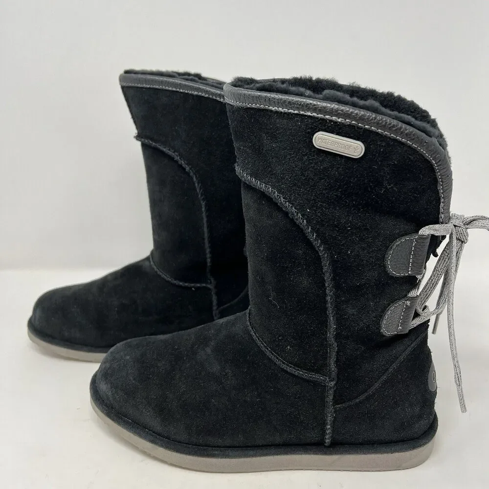 EMU Australia “Charlotte” Black Sheepskin Suede Leather Boots Women’s Size 7